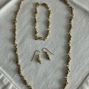 Vintage Anne Dick Signed Modernist Set: Necklace, Bracelet, Earrings
